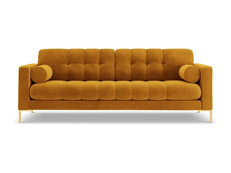 Cosmopolitan Design - Sofá "Bali" 4 lugares em veludo amarelo - 217x92x75cm