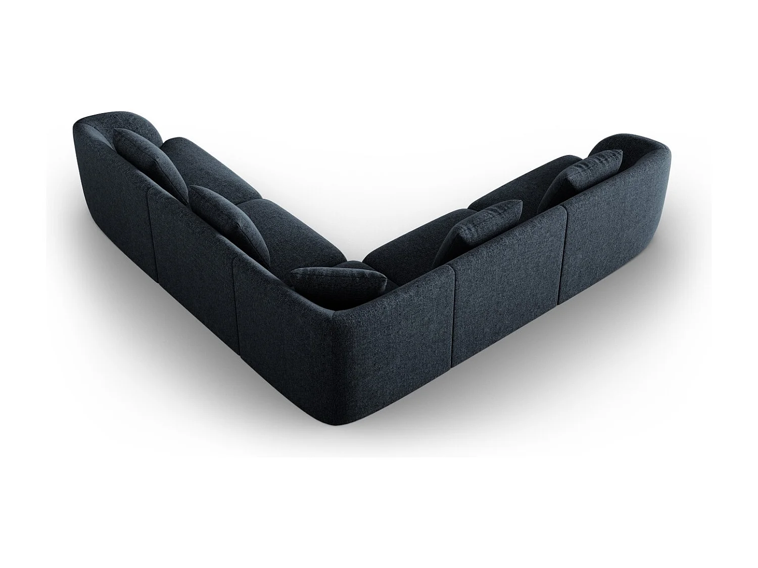 Cosmopolitan Design - Sofá esquinero simétrico "Tulum" 5 plazas de tejido chenilla azul regio - 255x255x70cm