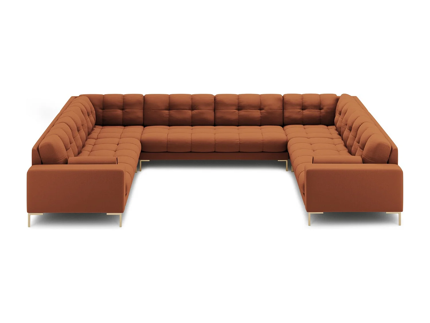 Cosmopolitan Design - Sofa panoramiczna, "Bali" 9 miejsc tkanina strukturalna, cegła - 327x256x75cm