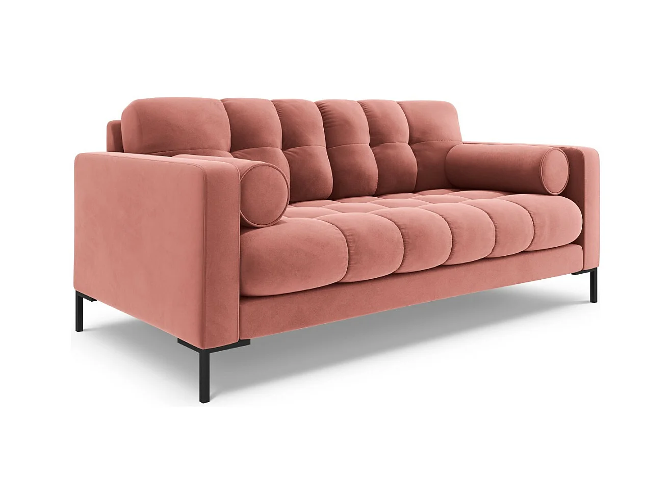 Cosmopolitan Design - Canapé "Bali" 2 places en velours rose - 152x92x75cm