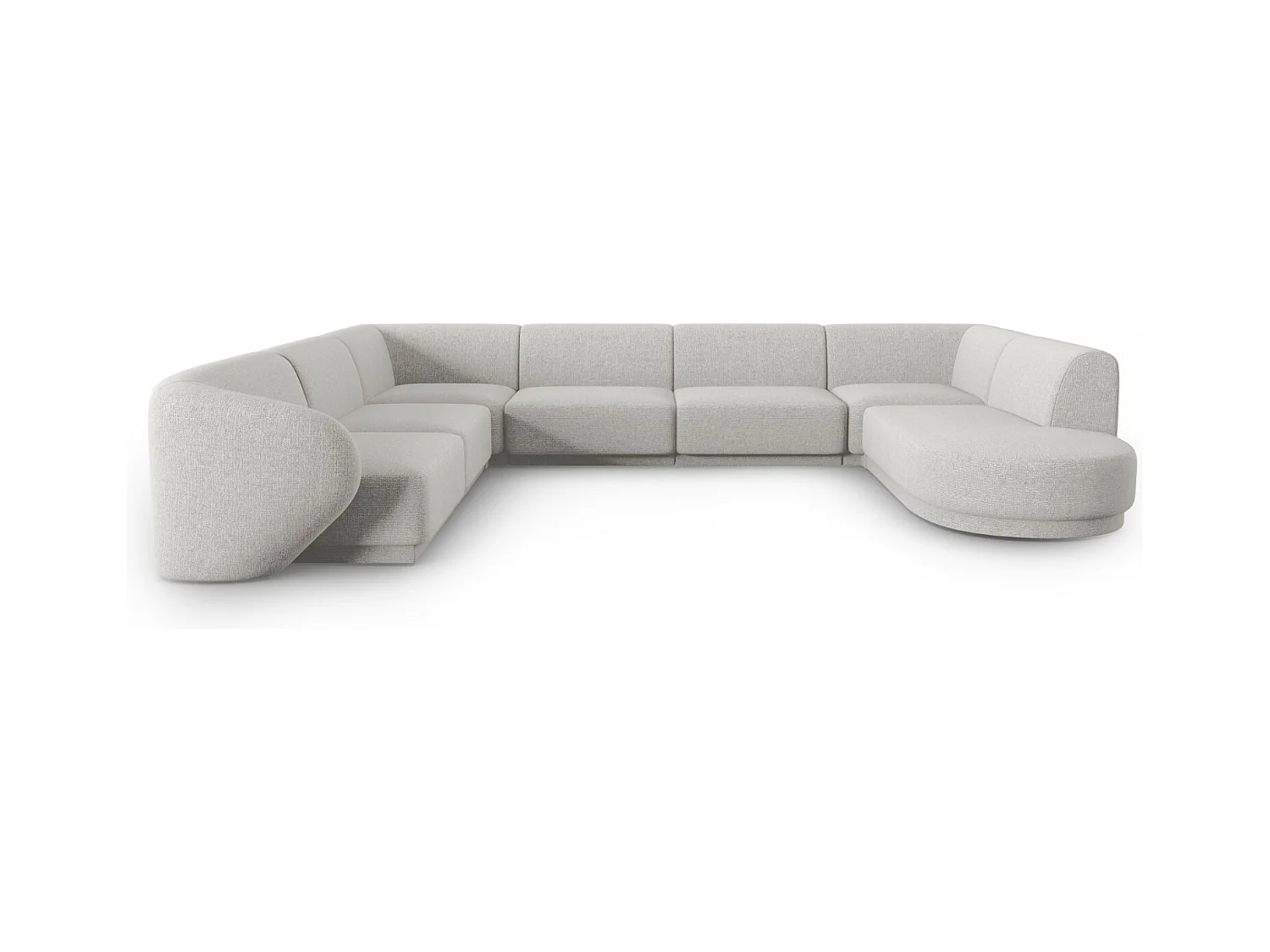 CXL by Christian Lacroix - Modulaire panoramische hoekbank links "Lionel" 8 zitplaatsen, Chenille, Gevlekt zilver - 342x323x74cm
