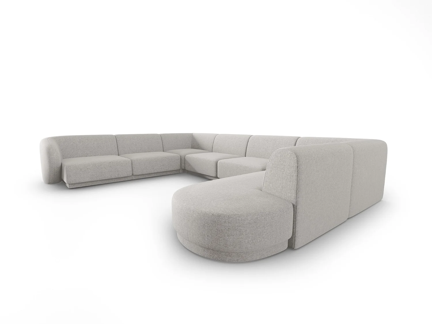 CXL by Christian Lacroix - Modulaire panoramische hoekbank links "Lionel" 8 zitplaatsen, Chenille, Gevlekt zilver - 342x323x74cm