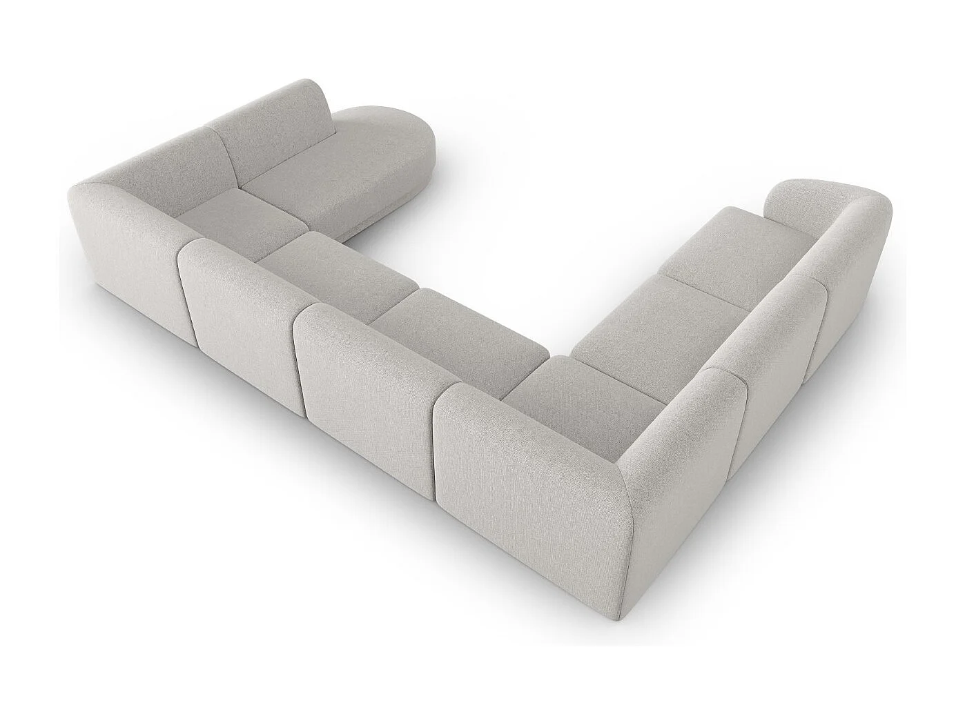 CXL by Christian Lacroix - Modulaire panoramische hoekbank links "Lionel" 8 zitplaatsen, Chenille, Gevlekt zilver - 342x323x74cm