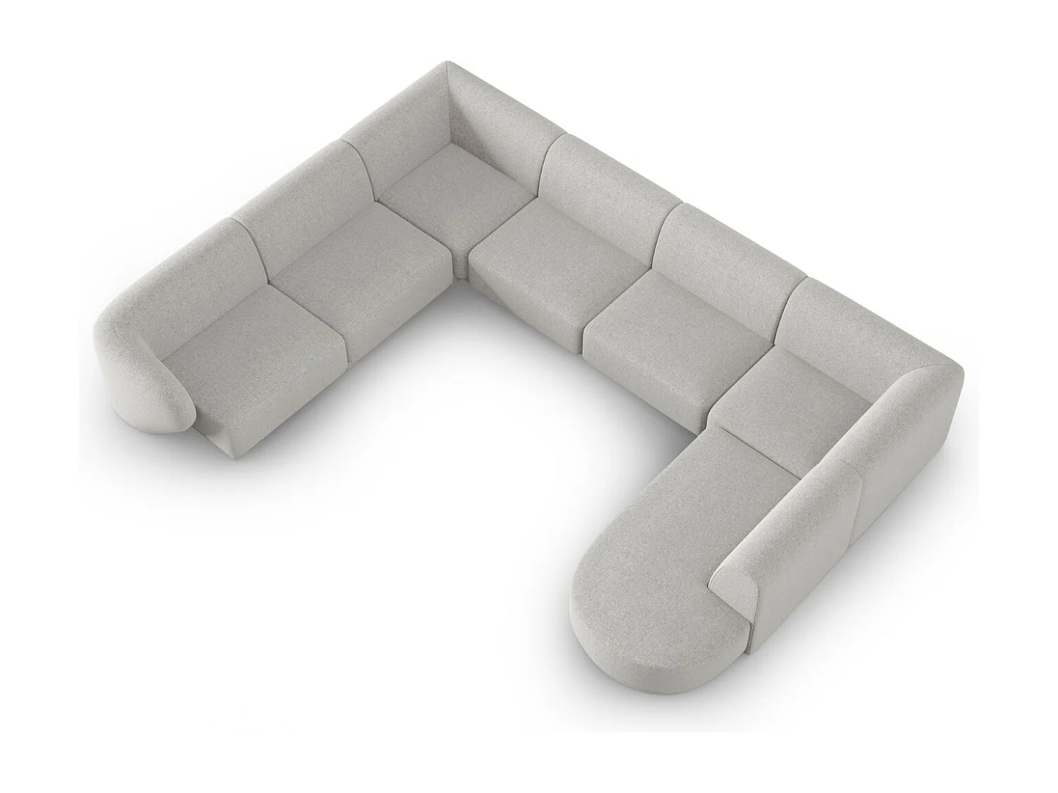 CXL by Christian Lacroix - Modulaire panoramische hoekbank links "Lionel" 8 zitplaatsen, Chenille, Gevlekt zilver - 342x323x74cm