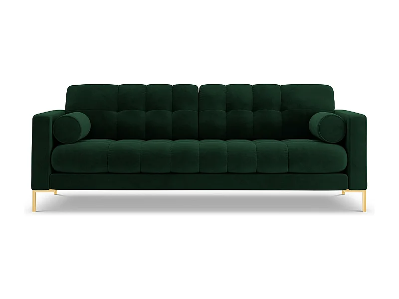 Cosmopolitan Design - 4-Sitzer Sofa "Bali" aus Samt flaschengrün - 217x92x75cm