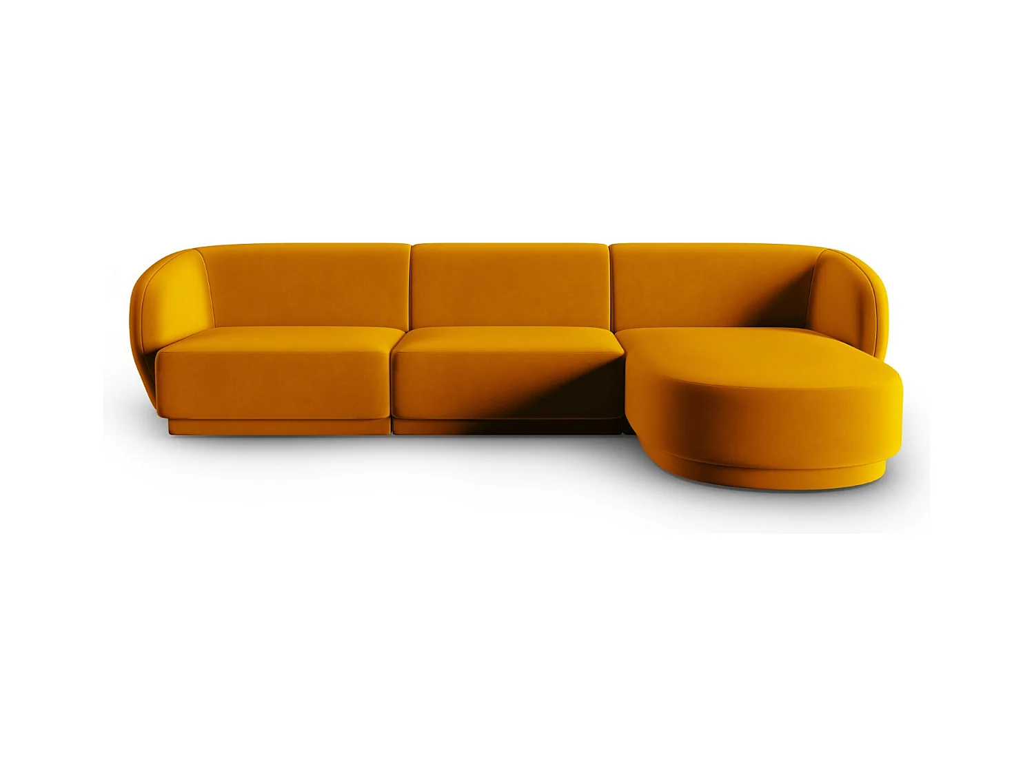 CXL by Christian Lacroix - Divano angolare modulare destro "Lionel" 4 posti in velluto giallo - 266x155x74cm