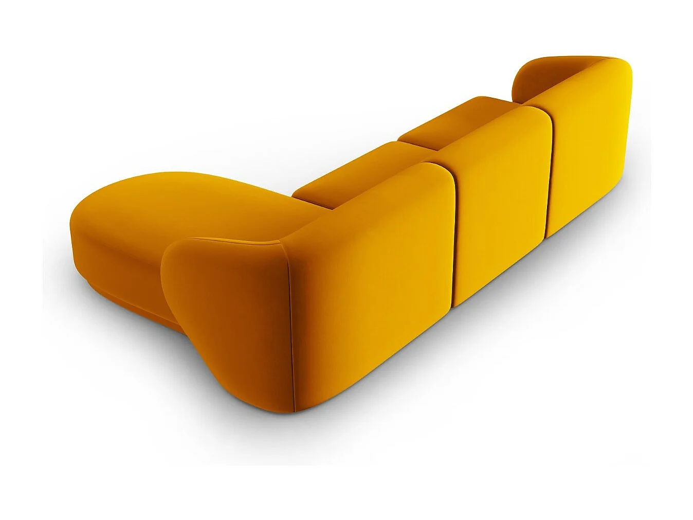 CXL by Christian Lacroix - Narożnik prawy panoramiczny, "Lionel" 4 miejsca welur, żółty - 266x155x74cm