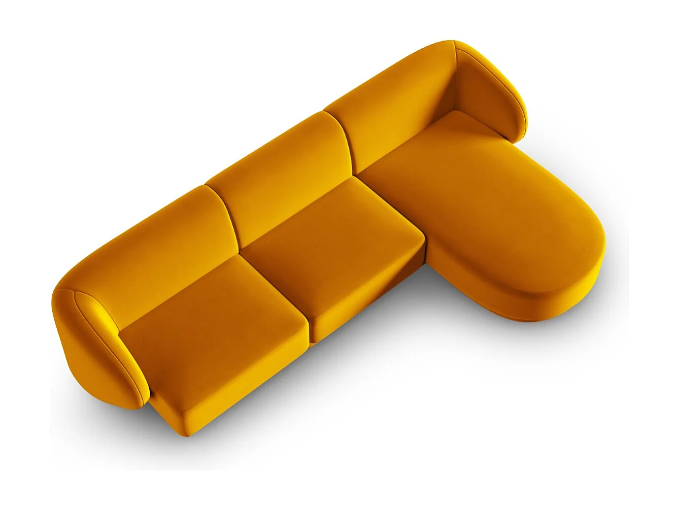 CXL by Christian Lacroix - Narożnik prawy panoramiczny, "Lionel" 4 miejsca welur, żółty - 266x155x74cm