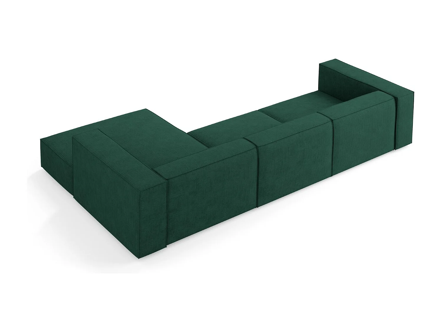 Cosmopolitan Design - Narożnik prawy, "Arendal" 4 miejsca szenil z efektem prążkowania, zielony butelkowy - 284x166x70cm