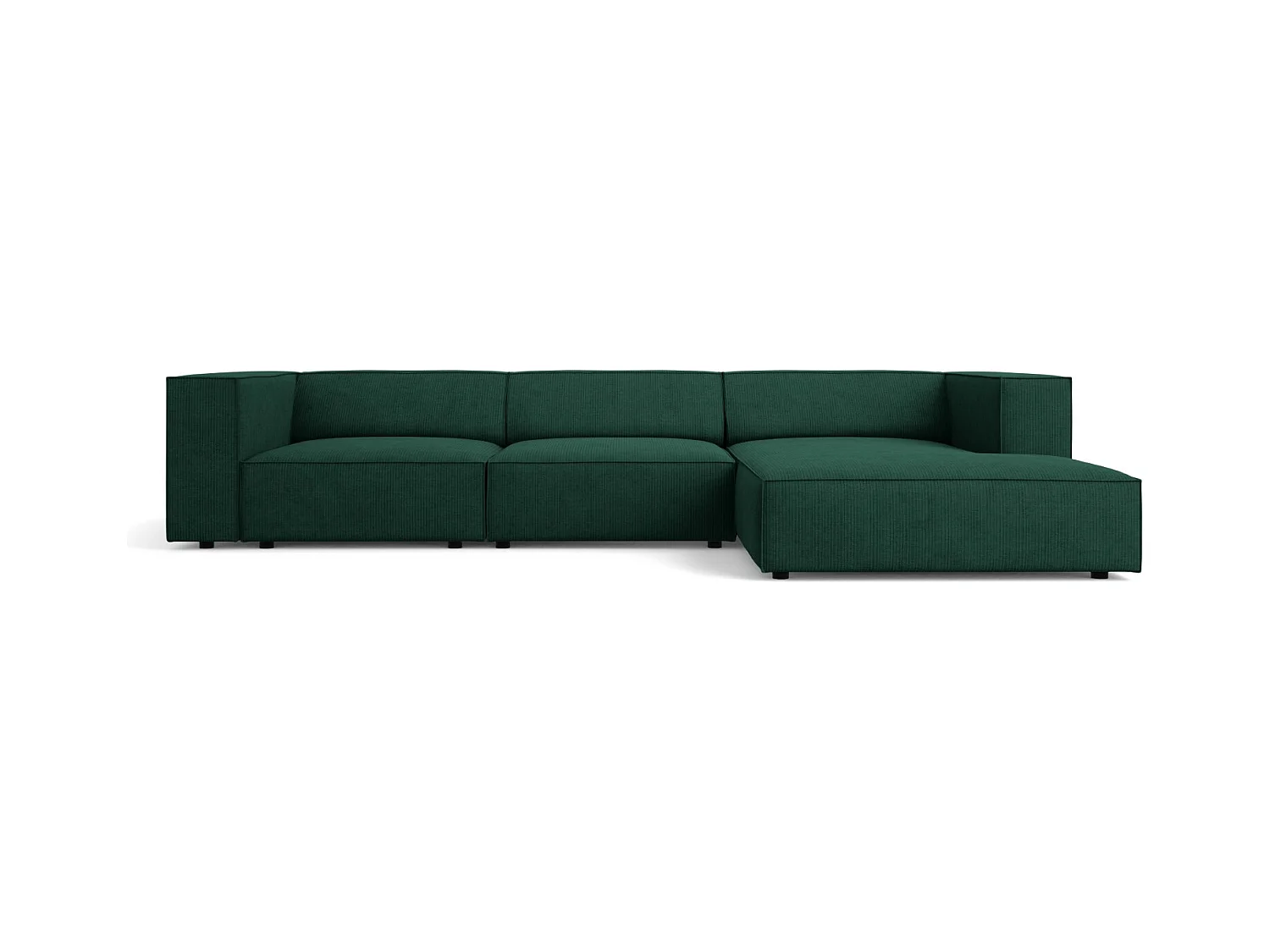 Cosmopolitan Design - Canapé d'angle droit "Arendal" 4 places en chenille avec un effet côtelé vert bouteille - 284x166x70cm