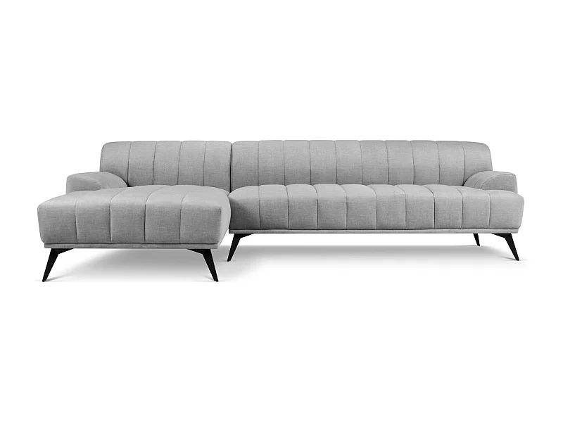 CXL by Christian Lacroix - 5-Sitzer Ecksofa links "Rita" Sitzer aus Samt hellgrau - 289x185x77cm
