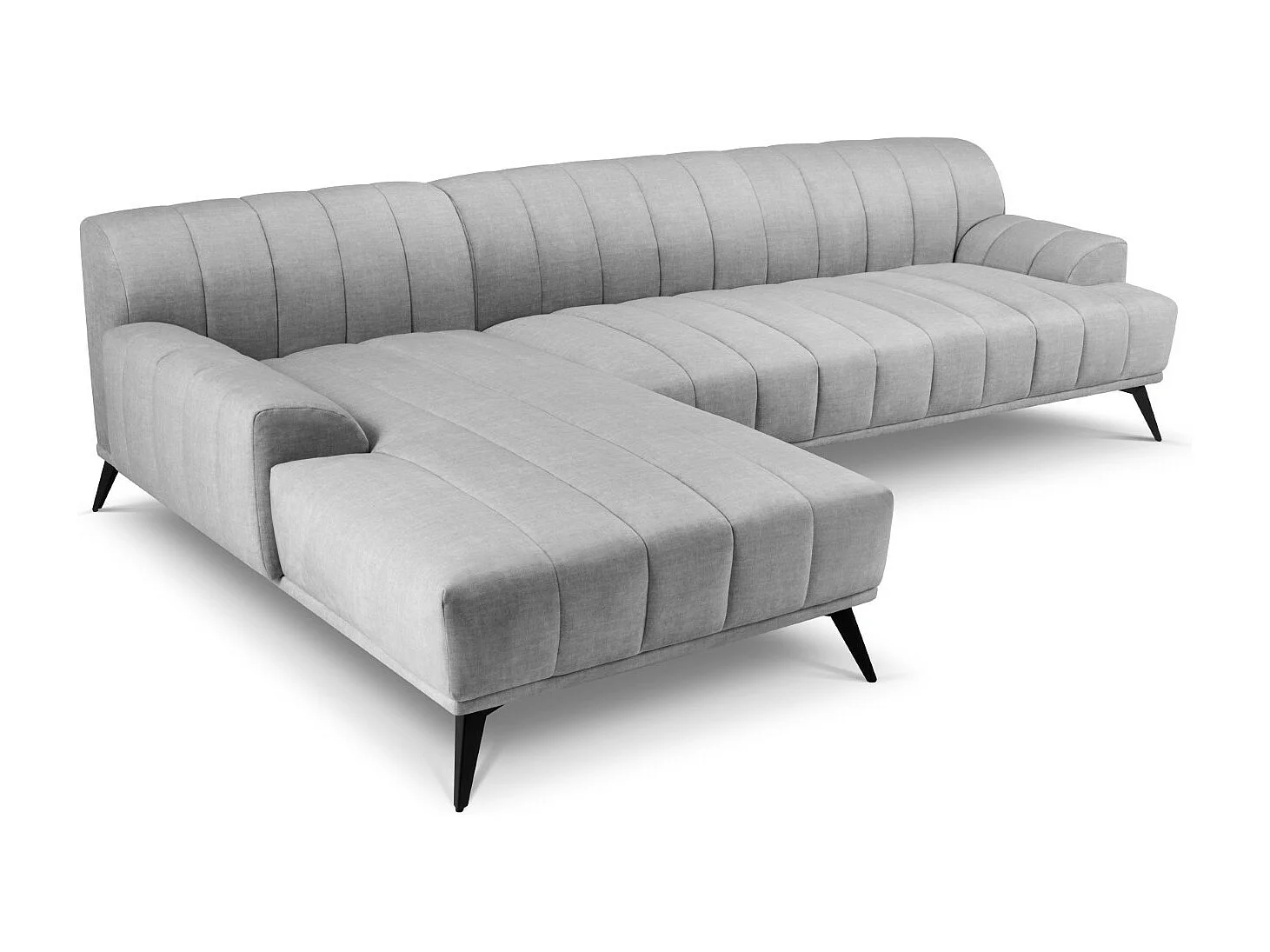 CXL by Christian Lacroix - Sofá esquinero izquierdo "Rita" 5 plazas de terciopelo gris claro - 289x185x77cm