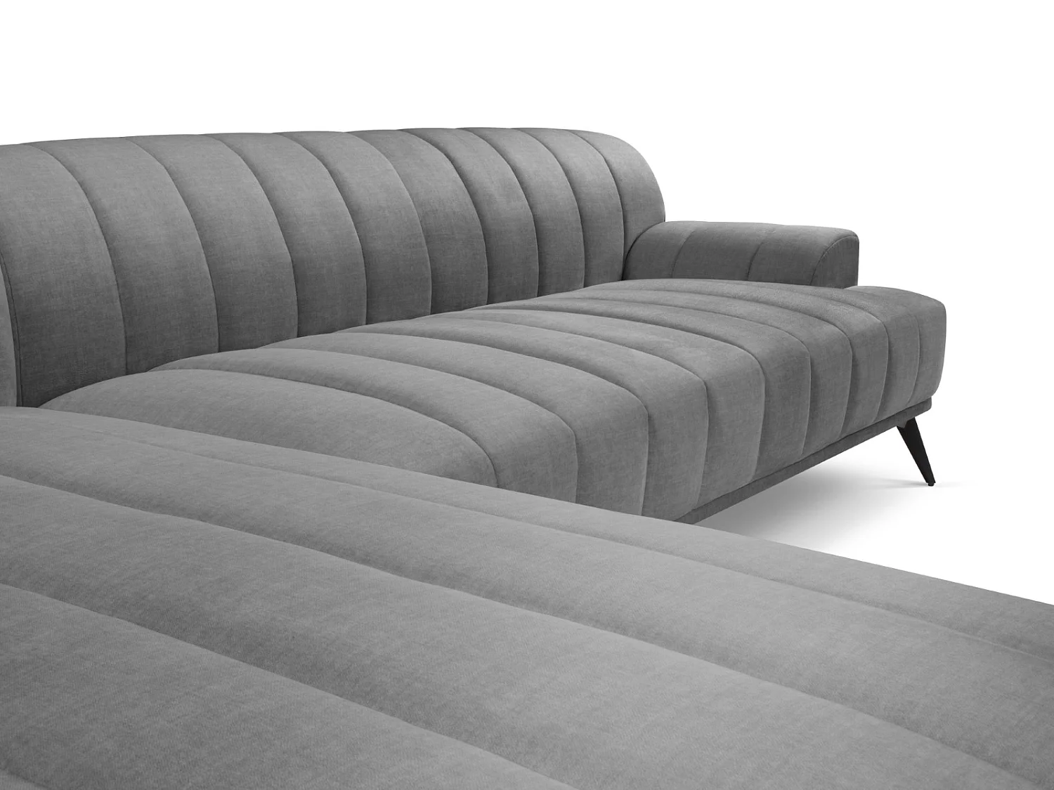 CXL by Christian Lacroix - Sofá esquinero izquierdo "Rita" 5 plazas de terciopelo gris claro - 289x185x77cm