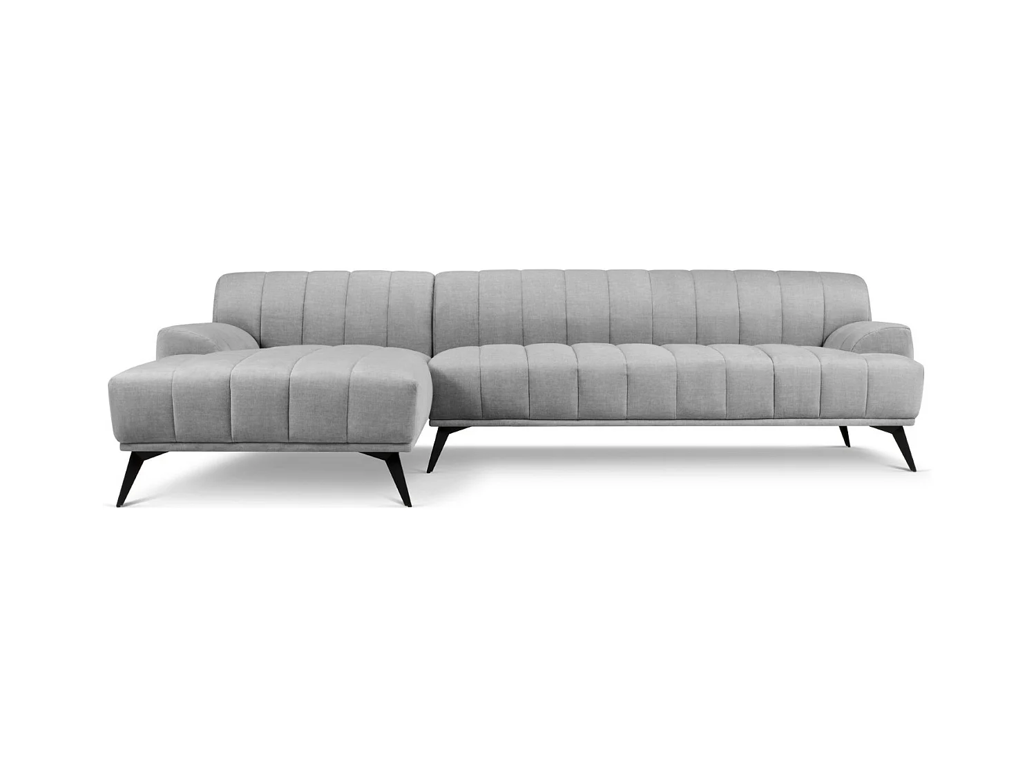CXL by Christian Lacroix - Canapé d'angle gauche "Rita" 5 places en velours gris clair - 289x185x77cm