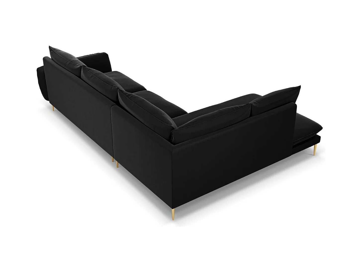 Cosmopolitan Design - Canapé d'angle gauche "Vienna" 6 places en velours noir - 275x185x95cm