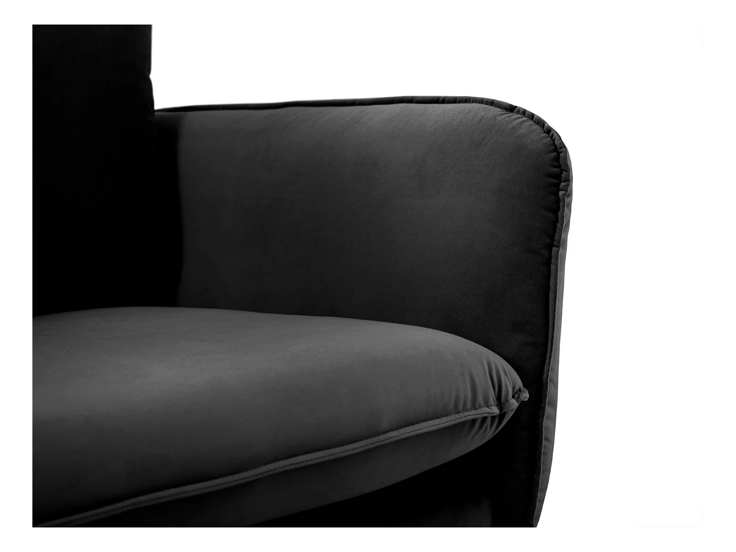 Cosmopolitan Design - Canapé d'angle gauche "Vienna" 6 places en velours noir - 275x185x95cm
