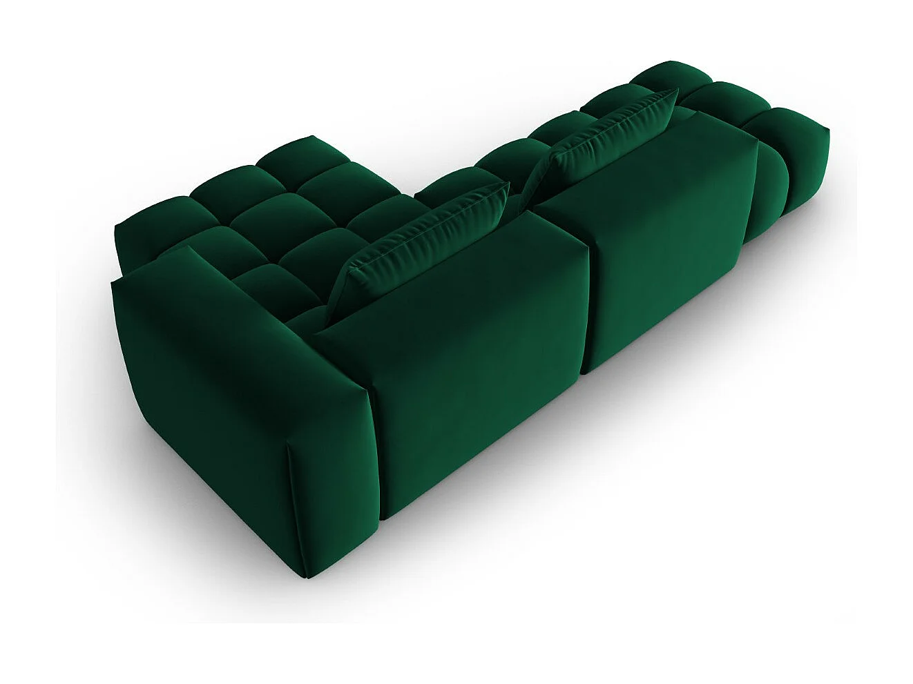 CXL by Christian Lacroix - Sofá esquinero modular derecho "Lorella" 4 plazas de terciopelo verde botella - 265x145x70cm