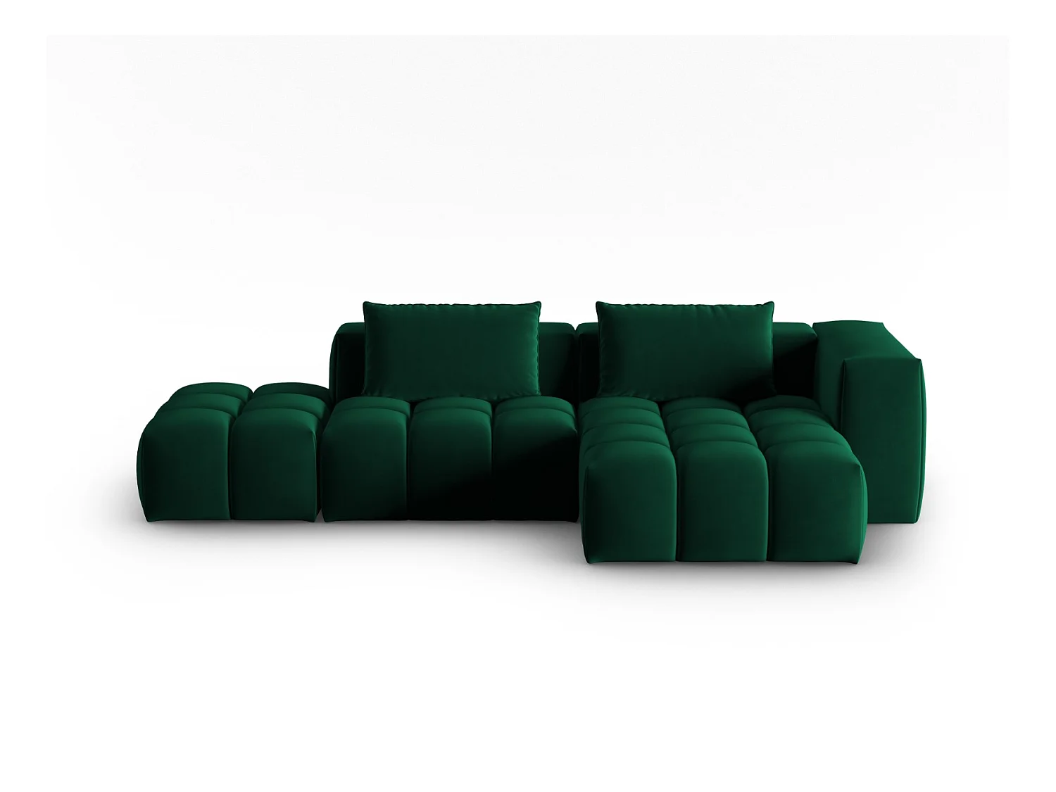 CXL by Christian Lacroix - Modulaire hoekbank rechts "Lorella" 4 zitplaatsen, Flueel, Flessengroen - 265x145x70cm