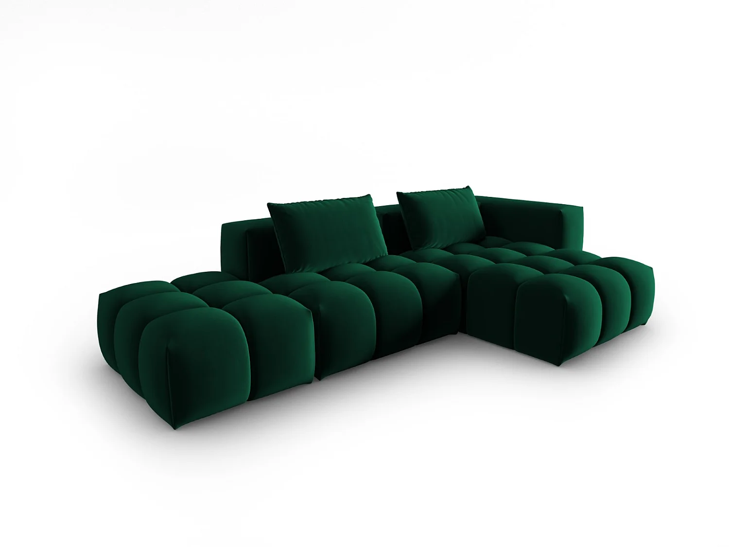 CXL by Christian Lacroix - Canapé d'angle droit modulable "Lorella" 4 places en velours vert bouteille - 265x145x70cm