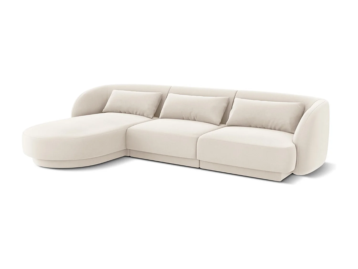 Cosmopolitan Design - 4-Sitzer Ecksofa links "Tulum" aus Samt leichtes beige - 255x156x70cm