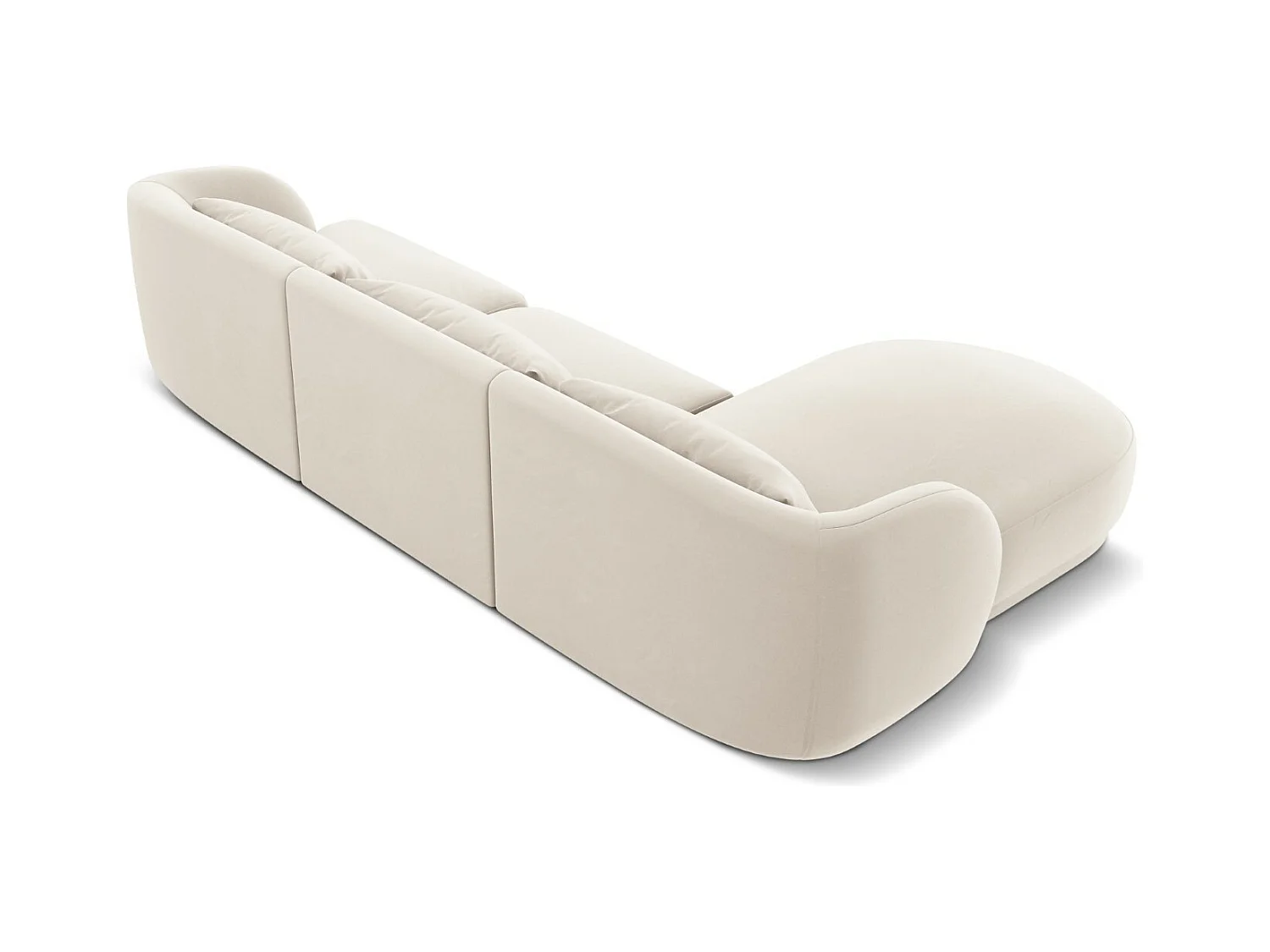 Cosmopolitan Design - 4-Sitzer Ecksofa links "Tulum" aus Samt leichtes beige - 255x156x70cm
