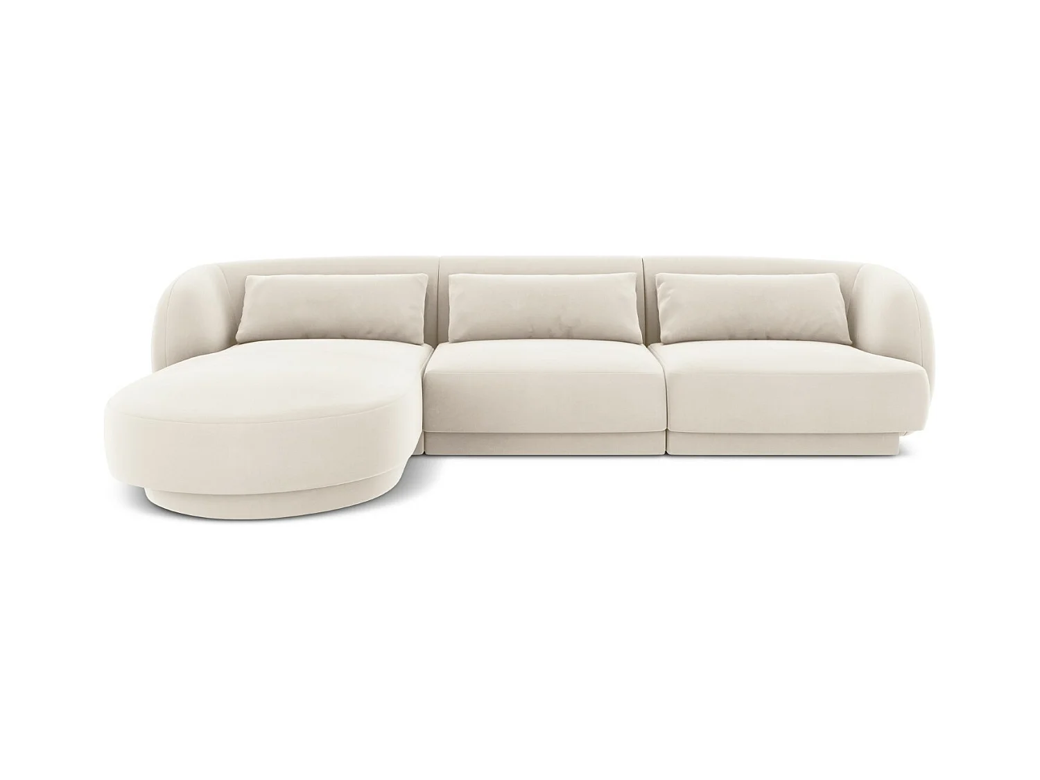 Cosmopolitan Design - Linker hoekbank "Tulum" 4 zitplaatsen, Flueel, Lichtbeige - 255x156x70cm