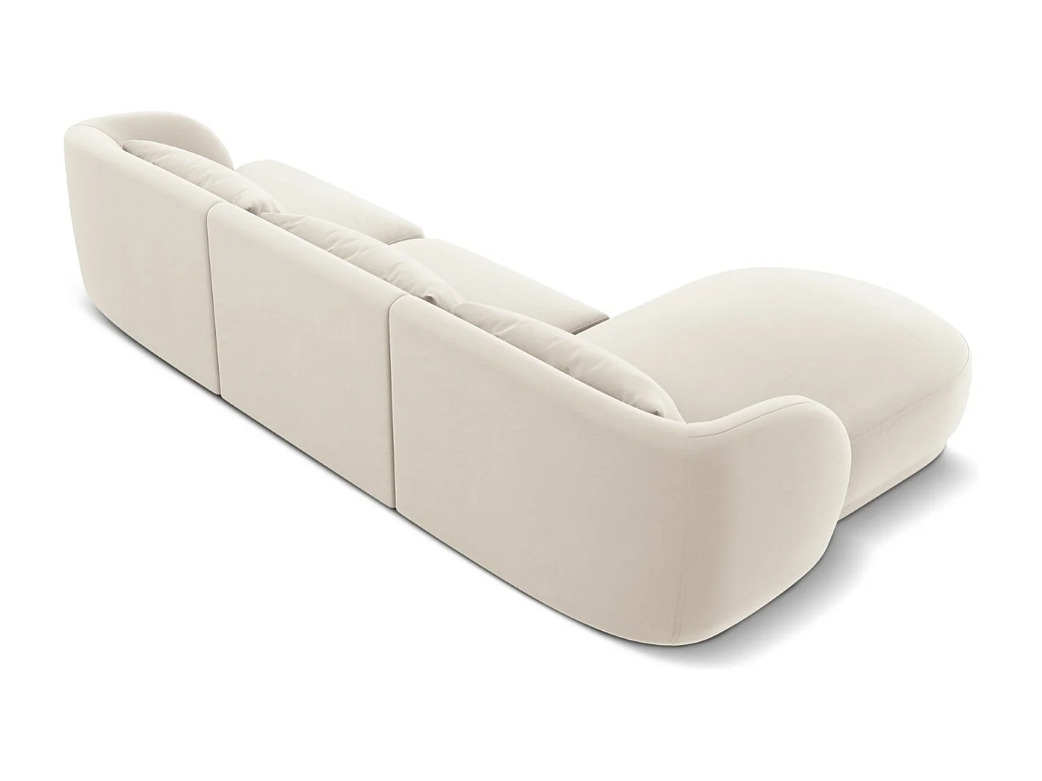 Cosmopolitan Design - Sofá de canto esquerdo "Tulum" 4 lugares em veludo bege claro - 255x156x70cm