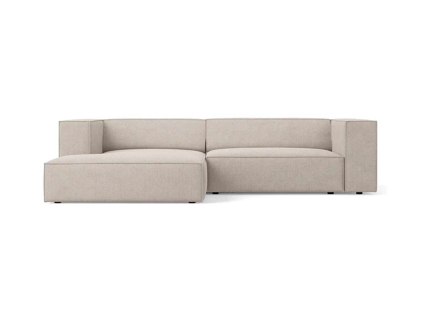 Cosmopolitan Design - Linker hoekbank "Arendal" 3 zitplaatsen, Chenille met ribbeleffect, Donkerbeige - 224x166x70cm