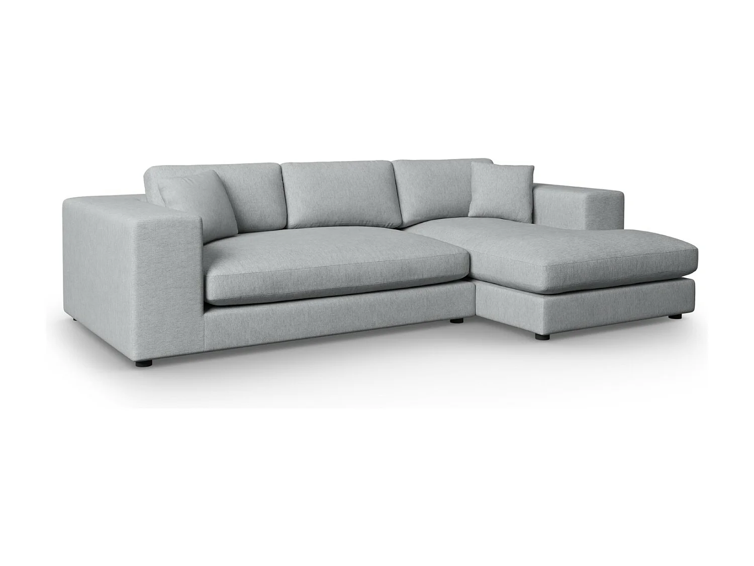 CXL by Christian Lacroix - Canapé d'angle droit "Tendance" 5 places en tissu structurel gris clair - 282x174x72cm