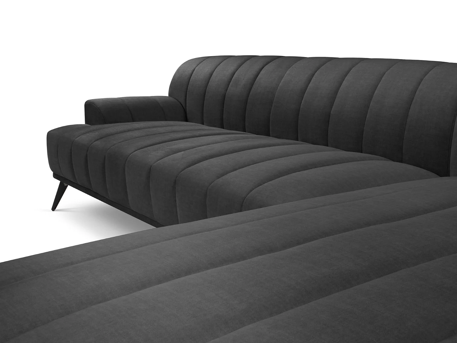 CXL by Christian Lacroix - Sofá esquinero derecho "Rita" 5 plazas de terciopelo gris oscuro - 289x185x77cm