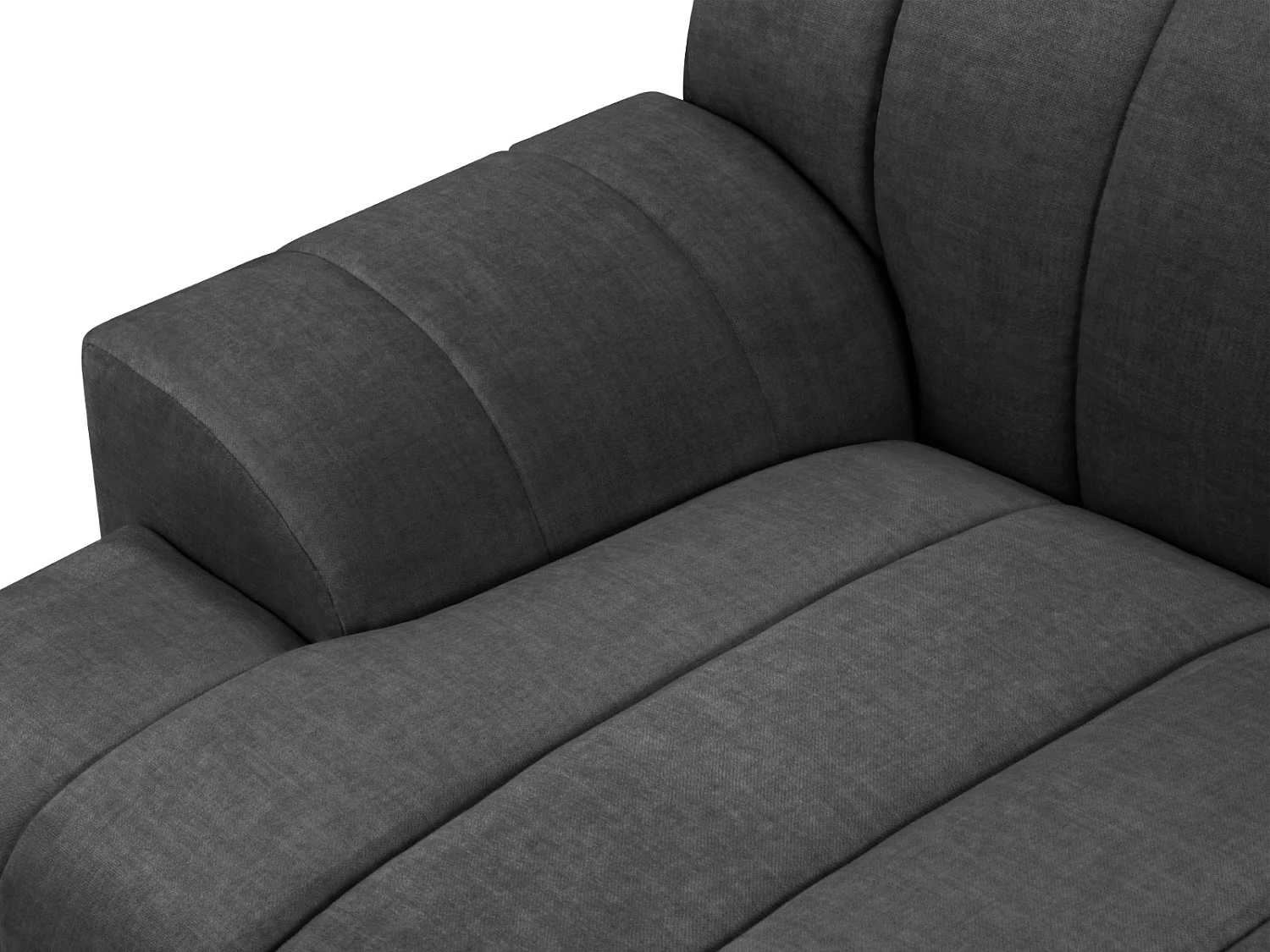 CXL by Christian Lacroix - Sofá de canto direito "Rita" 5 lugares em veludo cinza escuro - 289x185x77cm