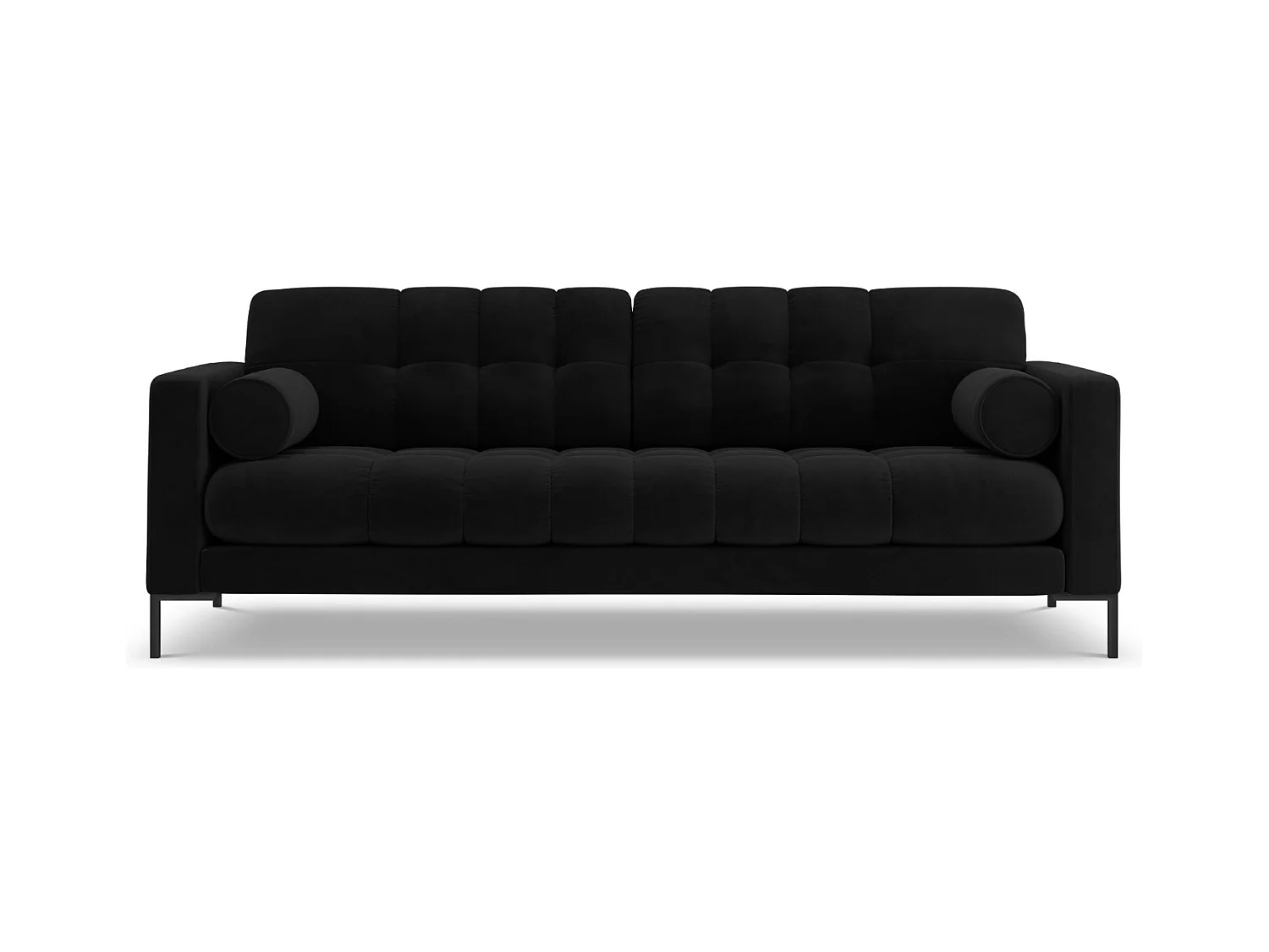 Cosmopolitan Design - Canapé "Bali" 3 places en velours noir - 177x92x75cm