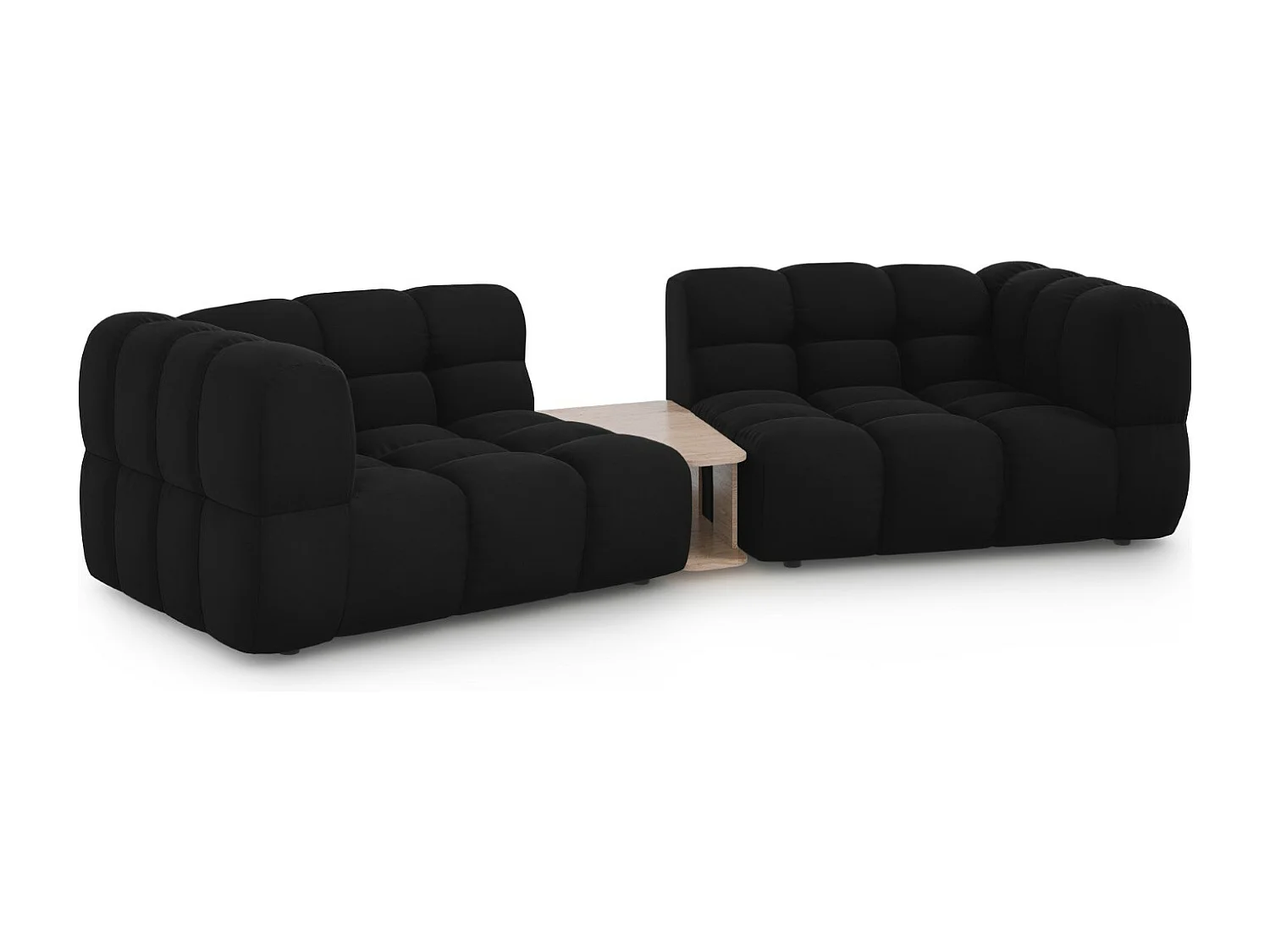 Cosmopolitan Design - 2-Sitzer modulares Sofa "Sky" aus Samt schwarz - 280x148x75cm