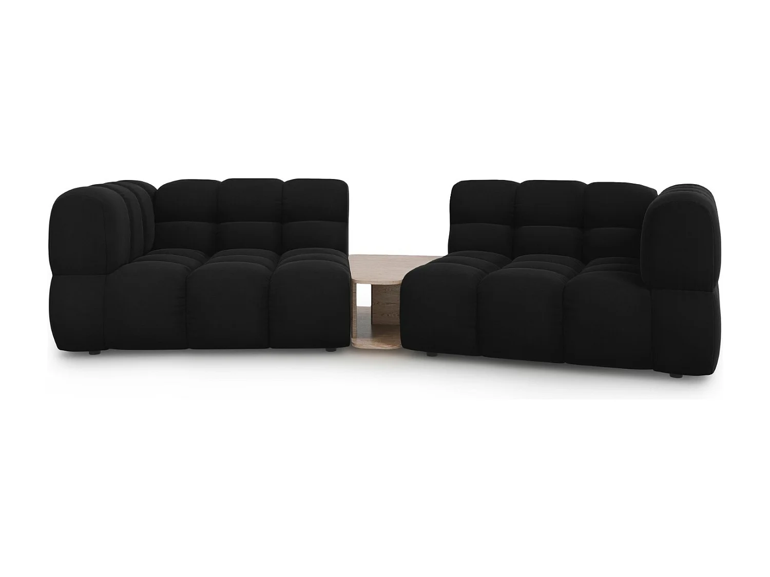 Cosmopolitan Design - Sofá modular "Sky" 2 lugares em veludo preto - 280x148x75cm