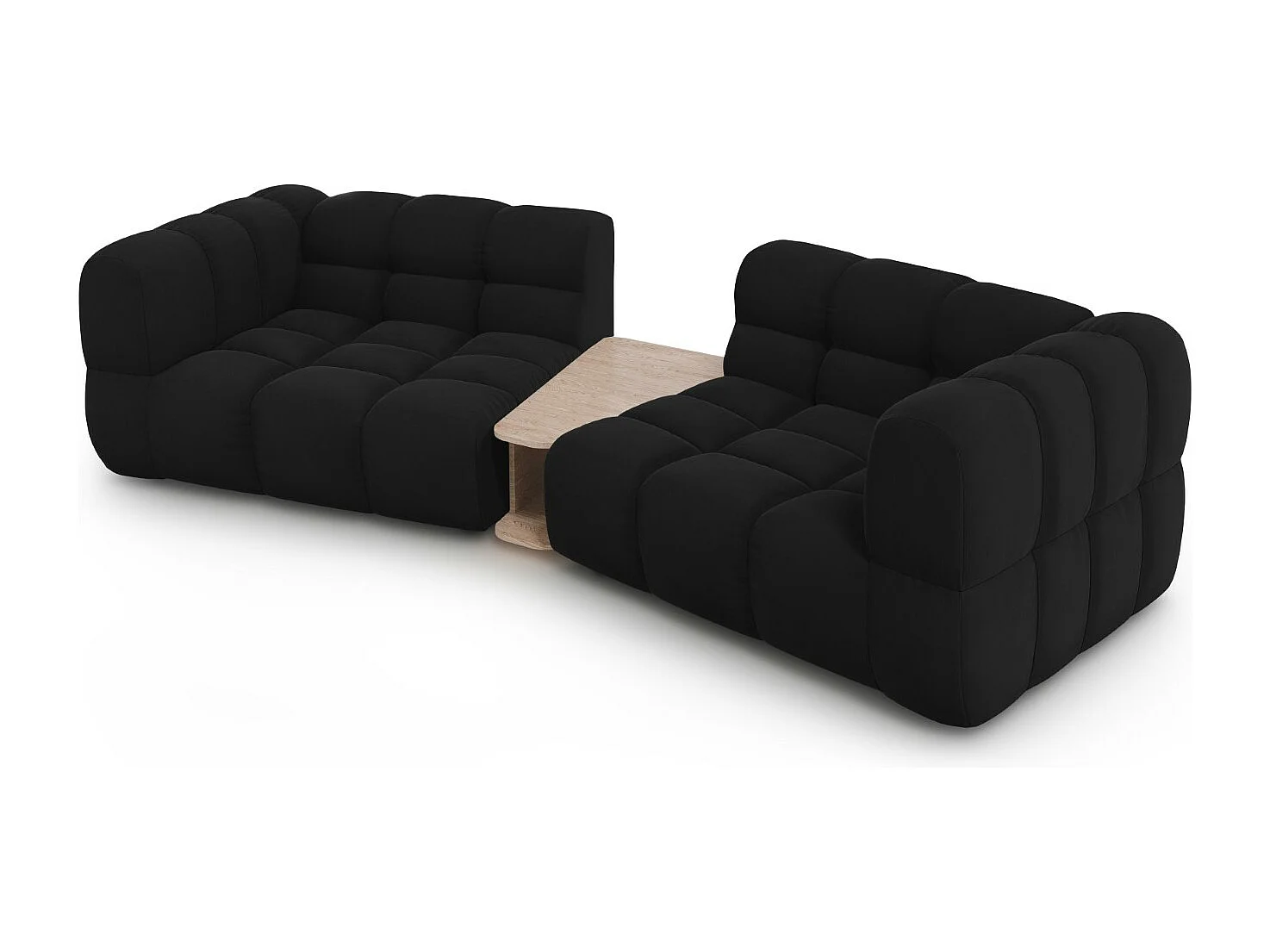 Cosmopolitan Design - Sofá modular "Sky" 2 lugares em veludo preto - 280x148x75cm