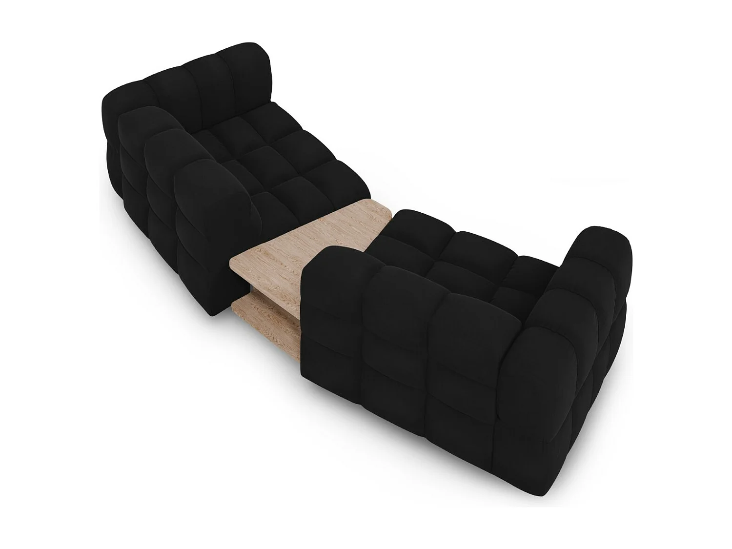 Cosmopolitan Design - Sofá modular "Sky" 2 lugares em veludo preto - 280x148x75cm