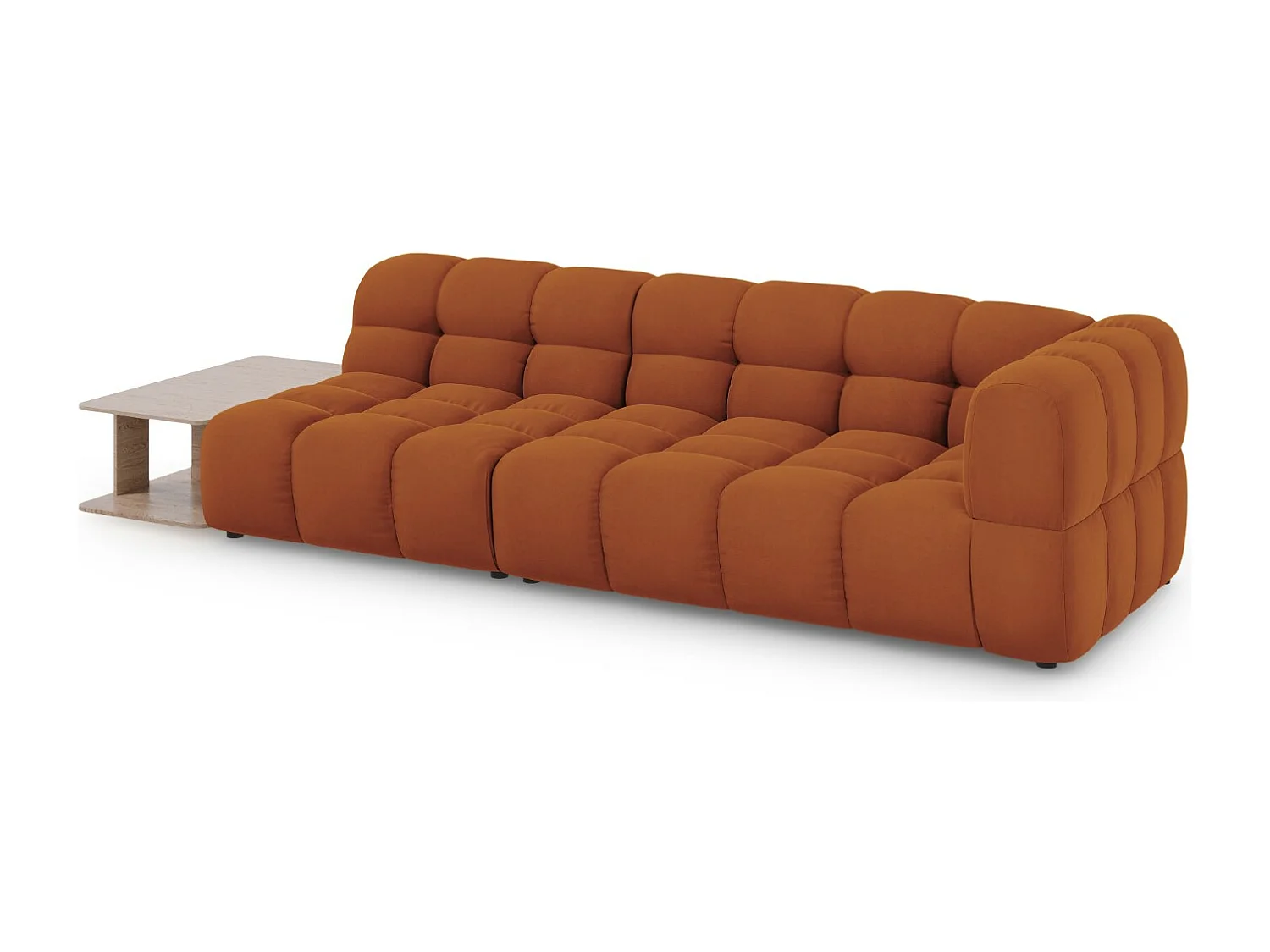Cosmopolitan Design - Linker modulaire bank "Sky" 4 zitplaatsen, Flueel, Terracotta - 297x102x75cm