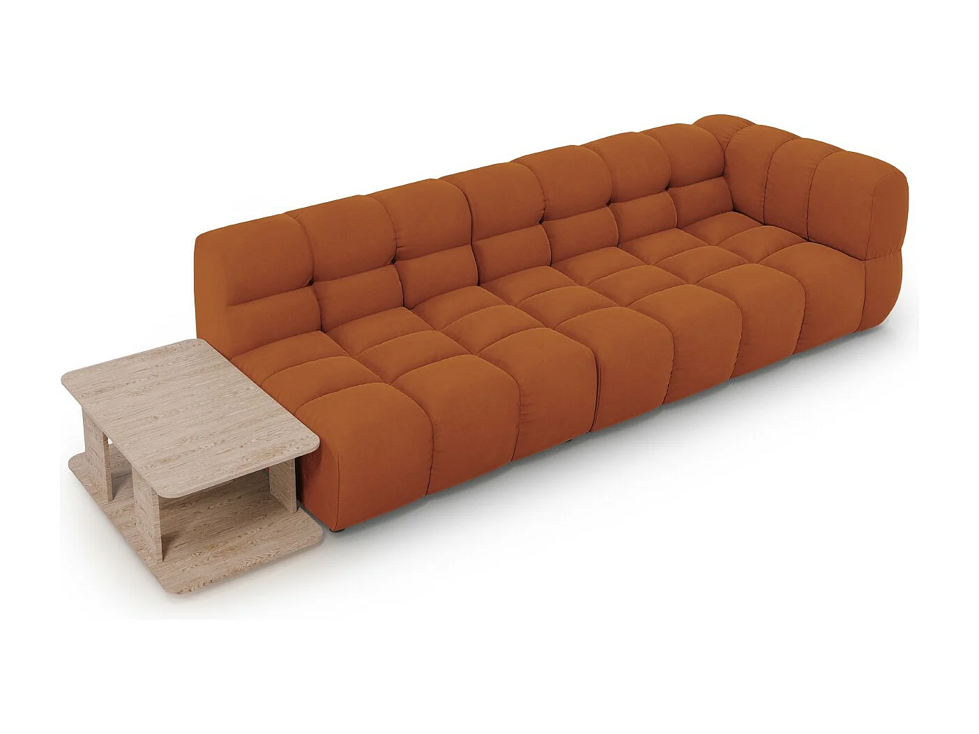 Cosmopolitan Design - Linker modulaire bank "Sky" 4 zitplaatsen, Flueel, Terracotta - 297x102x75cm