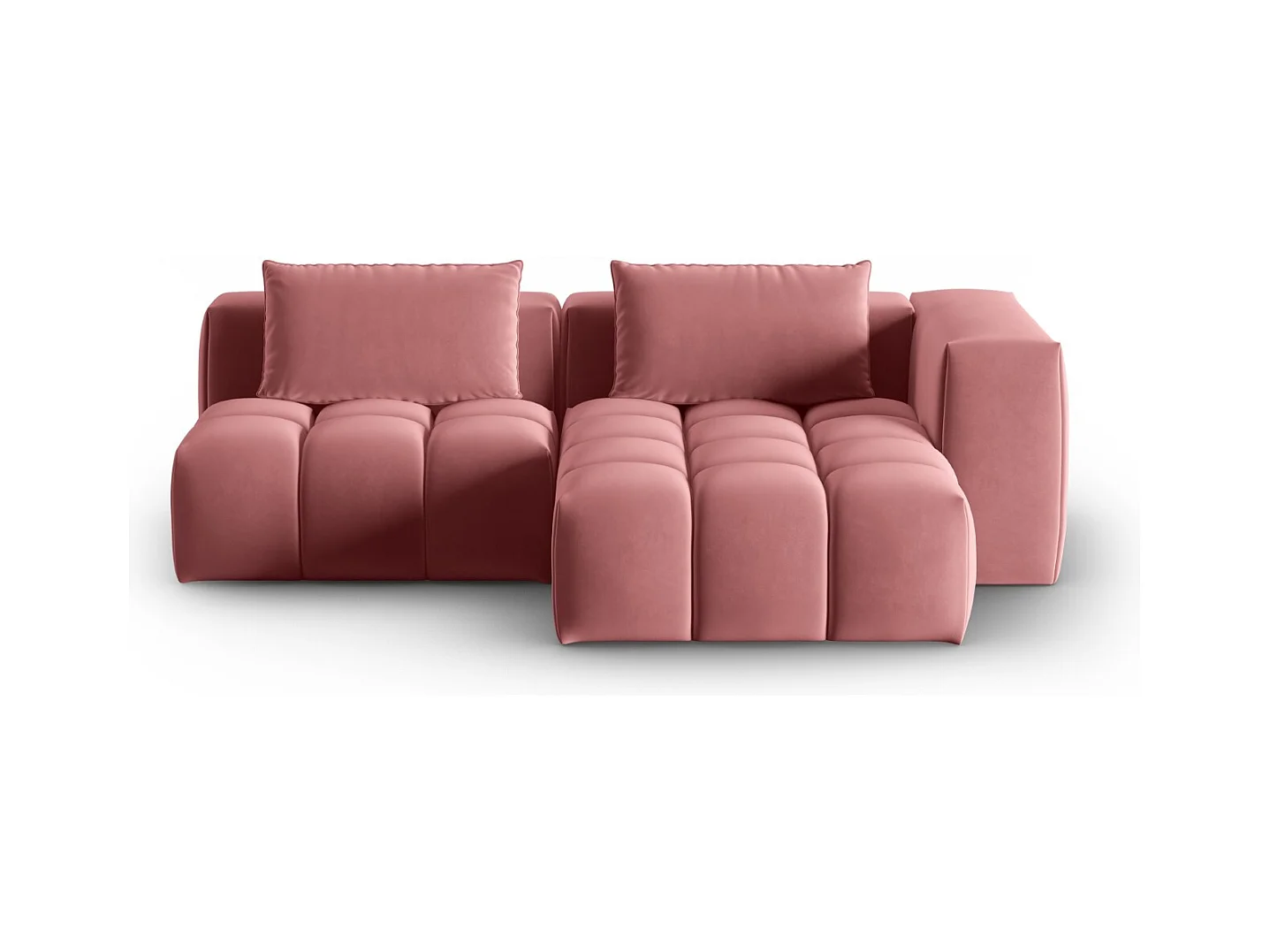 CXL by Christian Lacroix - Modulaire hoekbank rechts "Lorella" 3 zitplaatsen, Flueel, Zalm - 205x145x70cm