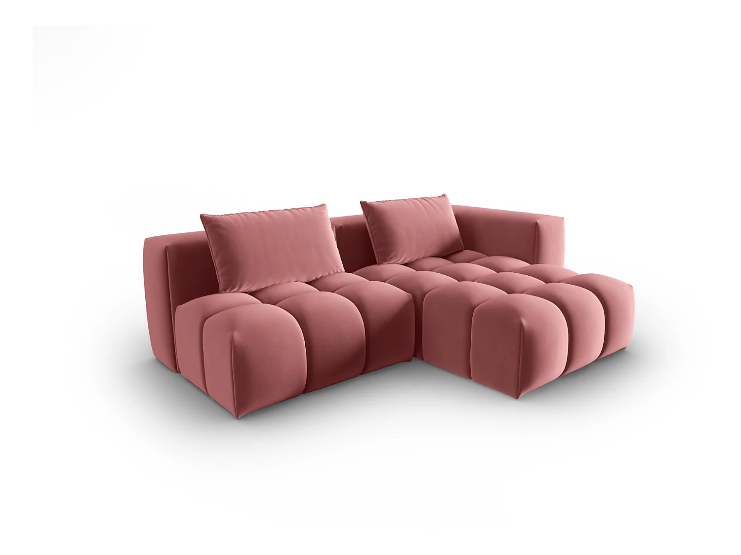 CXL by Christian Lacroix - Canapé d'angle droit modulable "Lorella" 3 places en velours saumon - 205x145x70cm