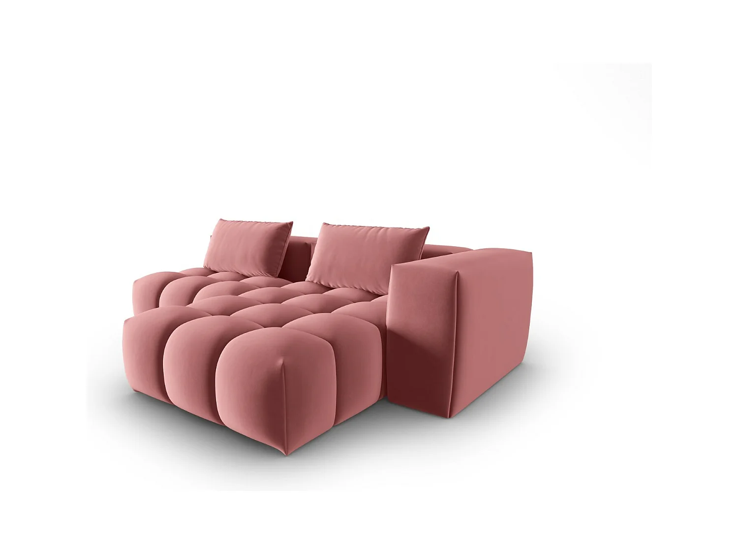 CXL by Christian Lacroix - Canapé d'angle droit modulable "Lorella" 3 places en velours saumon - 205x145x70cm