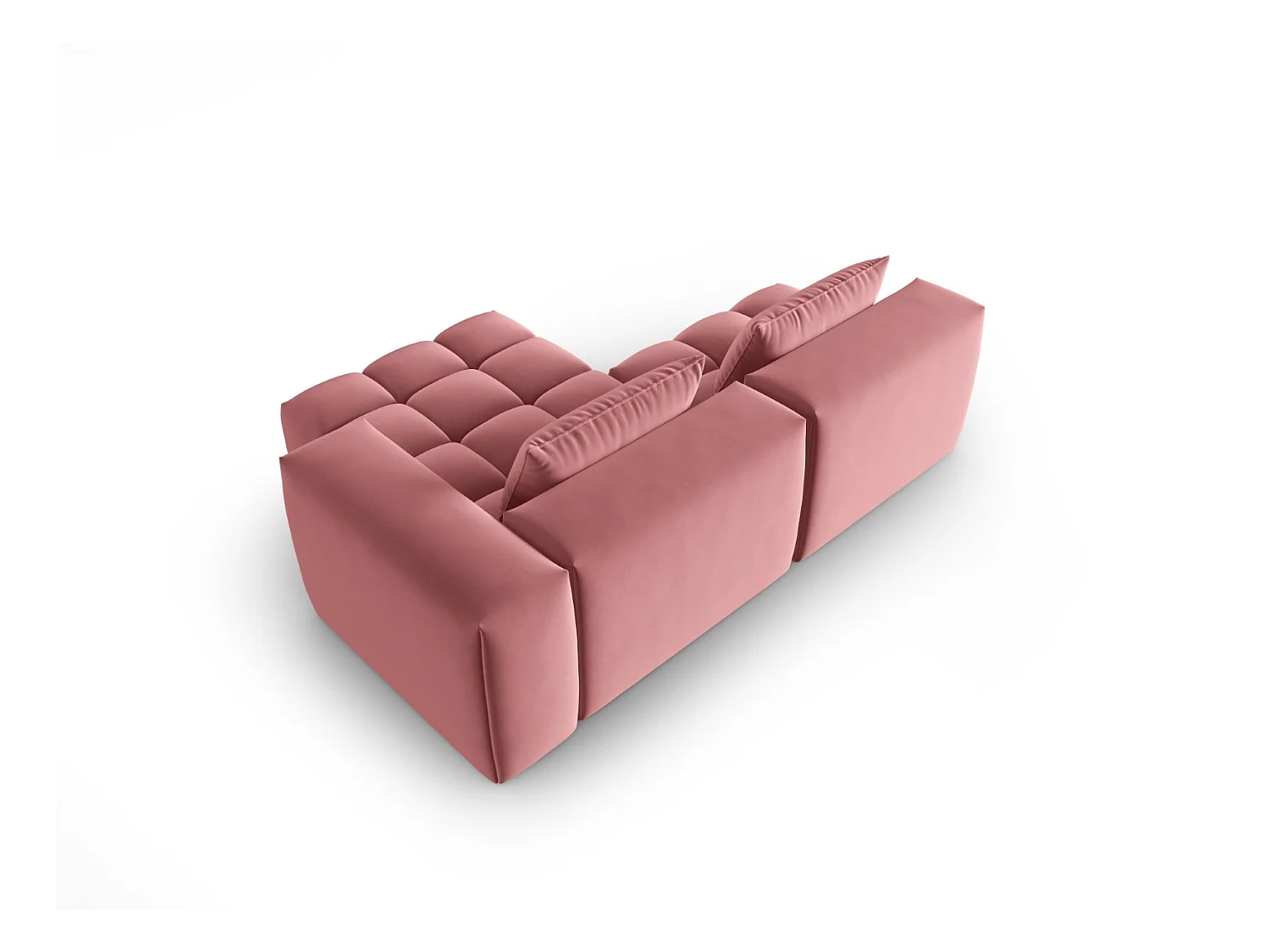 CXL by Christian Lacroix - Canapé d'angle droit modulable "Lorella" 3 places en velours saumon - 205x145x70cm