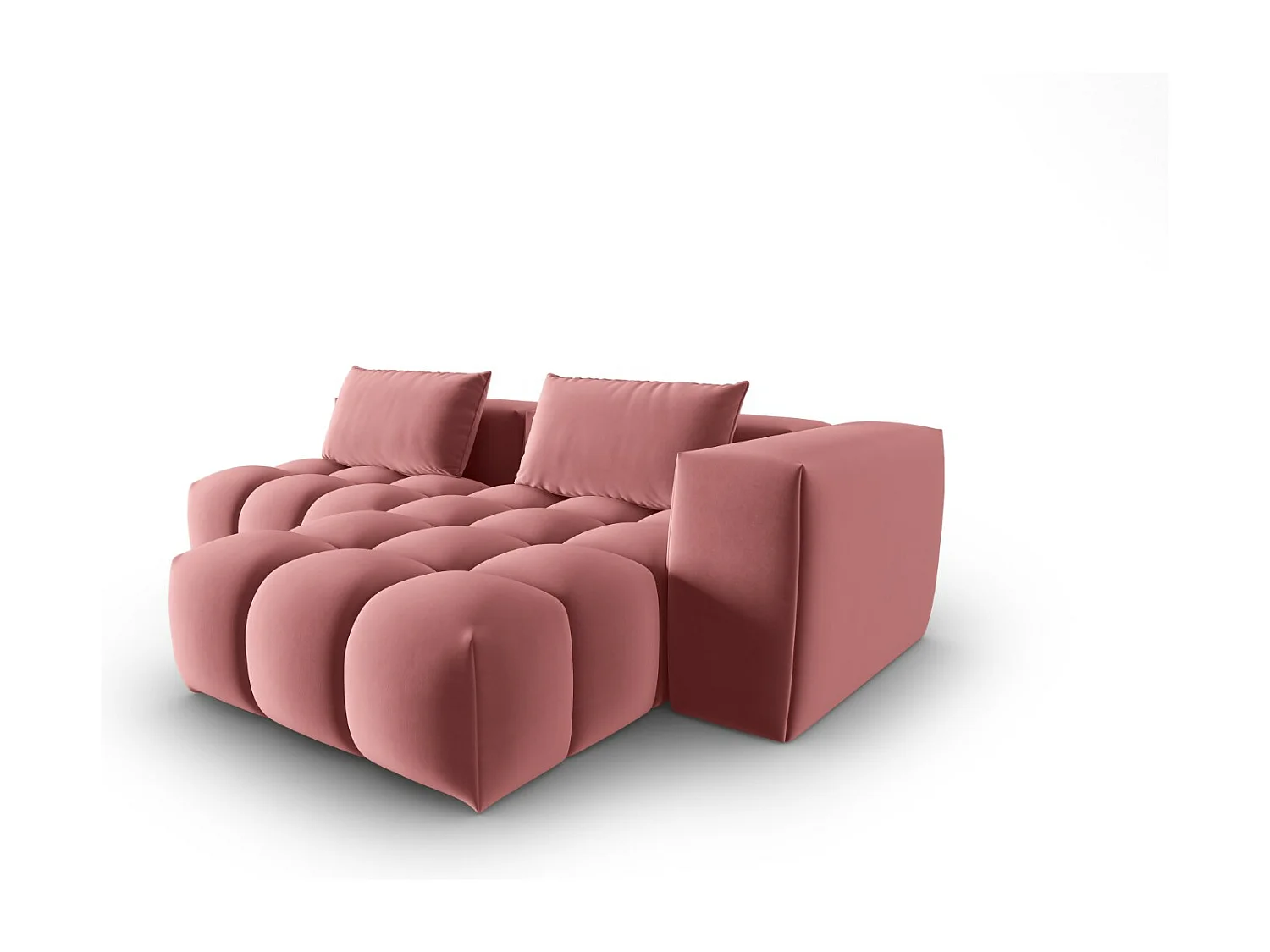 CXL by Christian Lacroix - Sofá modular de canto direito "Lorella" 3 lugares em veludo salmão - 205x145x70cm