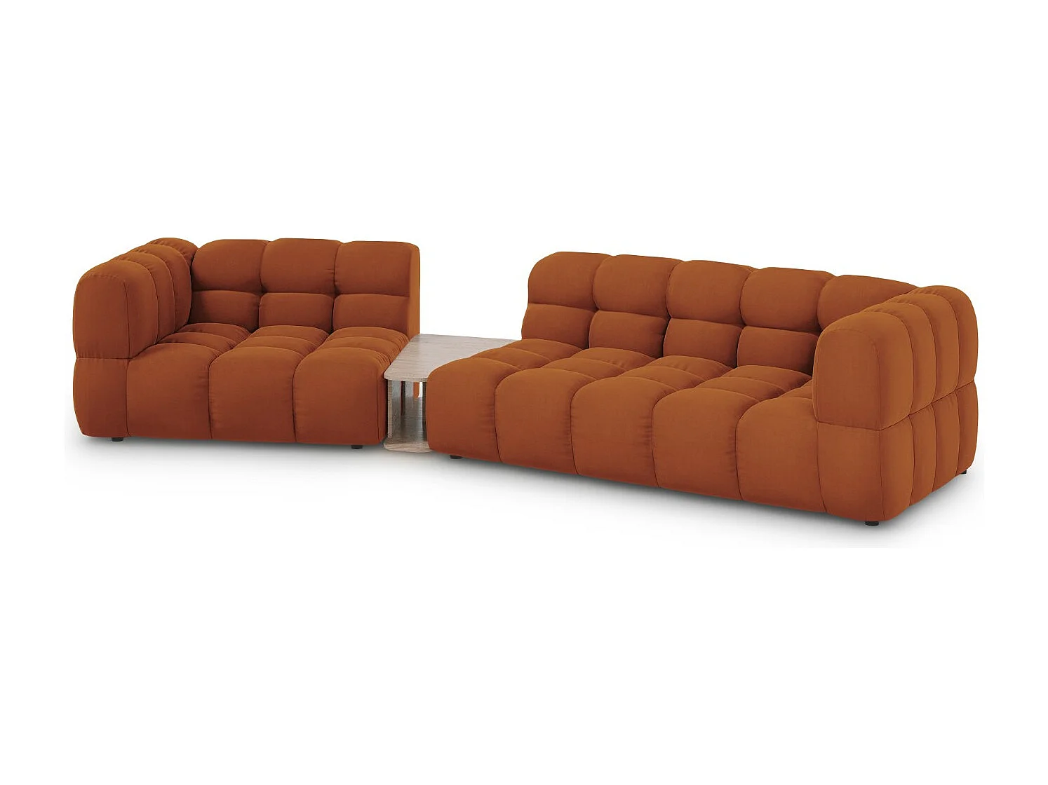 Cosmopolitan Design - Sofa modułowa bok lewy, "Sky" 3 miejsca welur, terakota - 353x148x75cm