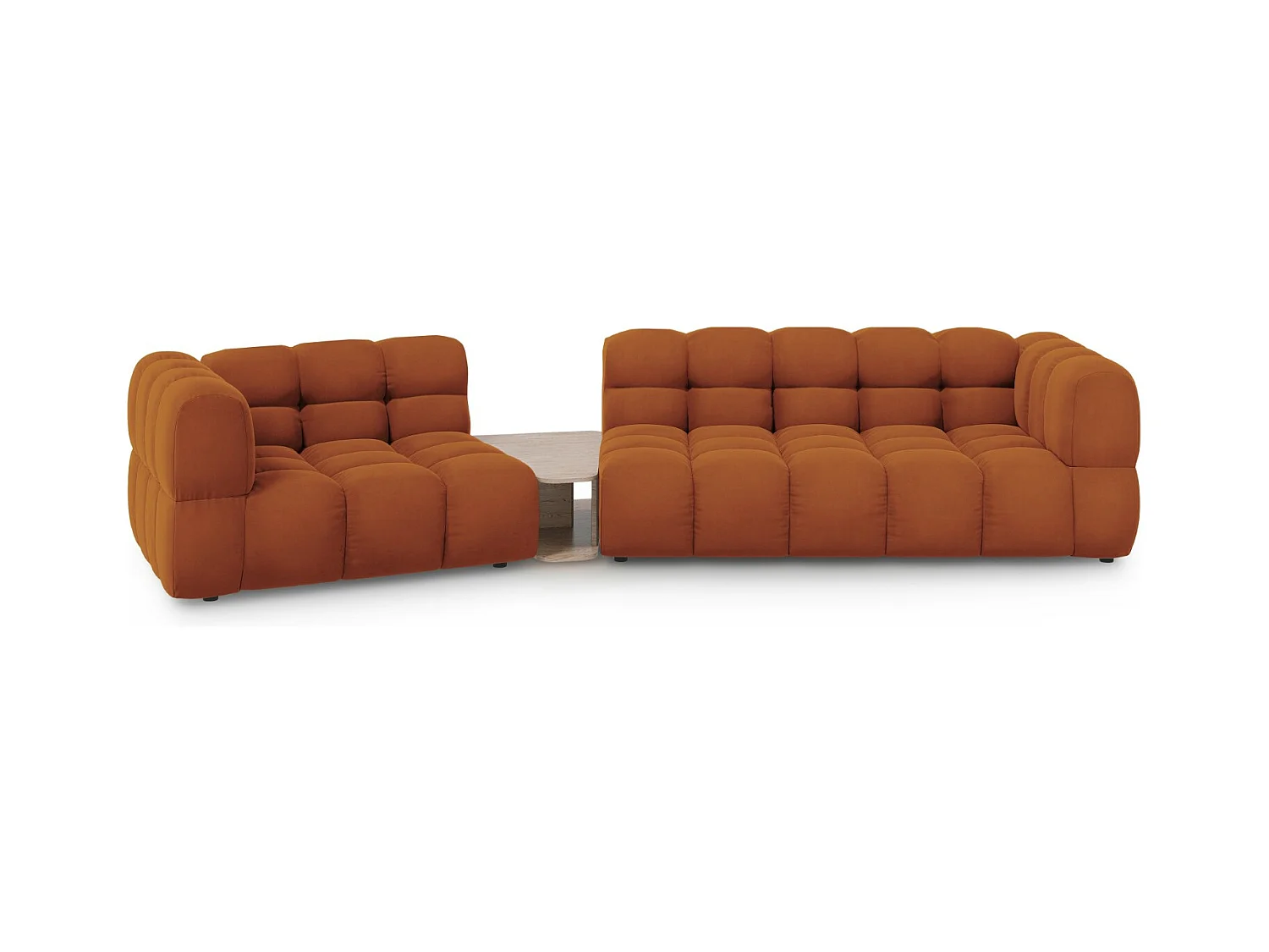 Cosmopolitan Design - Canapé modulable gauche "Sky" 3 places en velours terracotta - 353x148x75cm