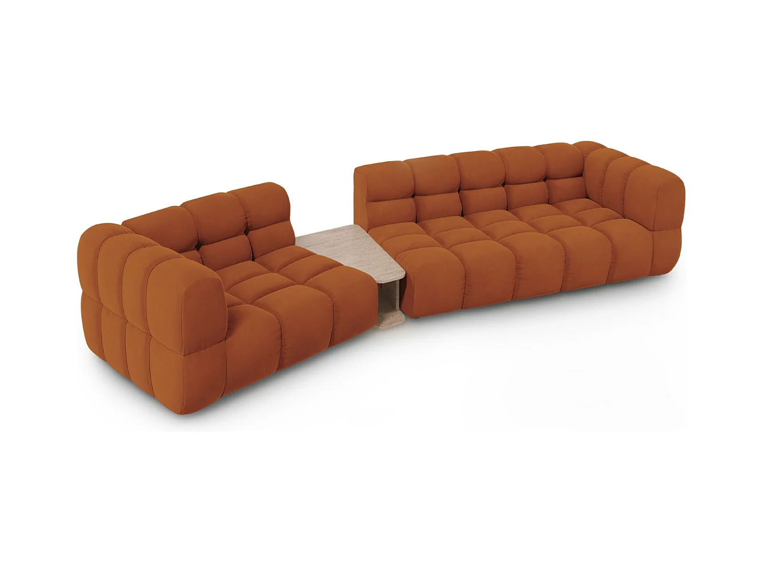 Cosmopolitan Design - Canapé modulable gauche "Sky" 3 places en velours terracotta - 353x148x75cm