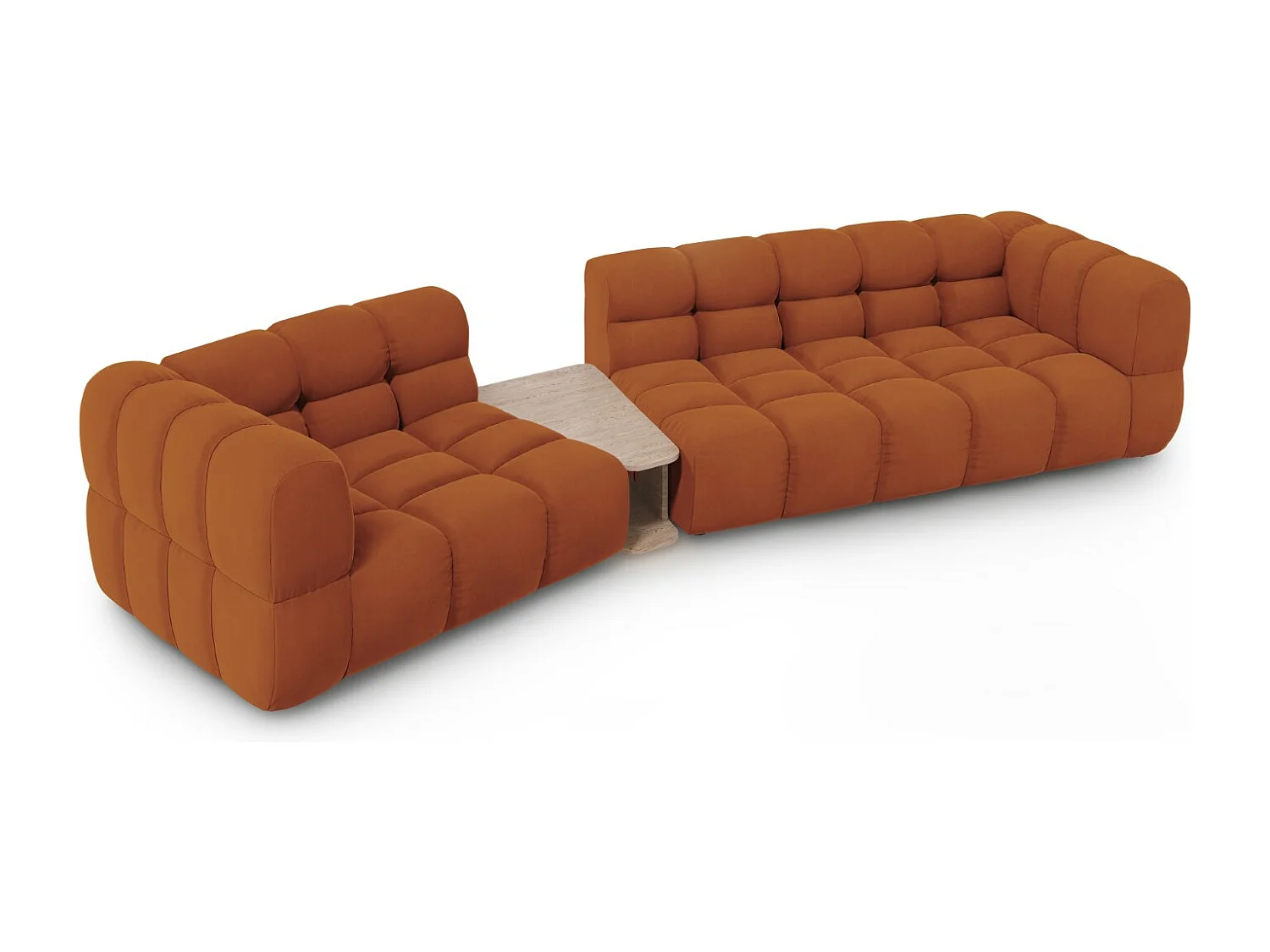 Cosmopolitan Design - Sofá modular virado para a esquerda "Sky" 3 lugares em veludo terracota - 353x148x75cm