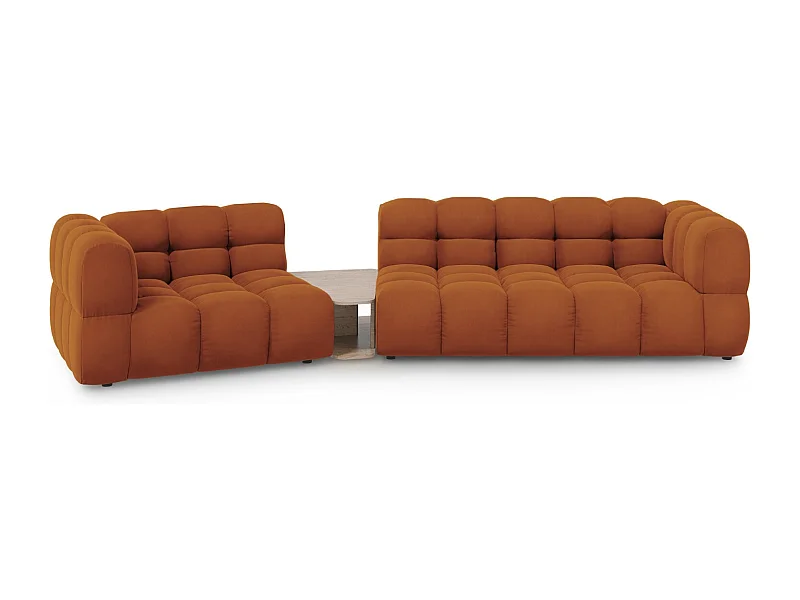 Cosmopolitan Design - Canapé modulable gauche "Sky" 3 places en velours terracotta - 353x148x75cm