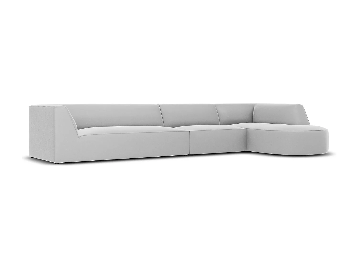 CXL by Christian Lacroix - 5-Sitzer Ecksofa rechts "Charles" Sitzer aus Samt hellgrau - 366x180x69cm