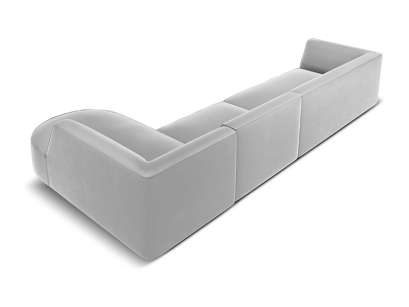 CXL by Christian Lacroix - 5-Sitzer Ecksofa rechts "Charles" Sitzer aus Samt hellgrau - 366x180x69cm